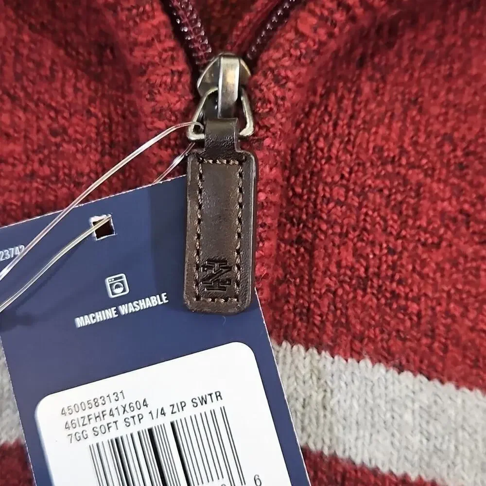 Izod Sweater Men's 4X Big & Tall Red & Grey 1/4 Zip Long Sleeve NWT Quiet Luxury